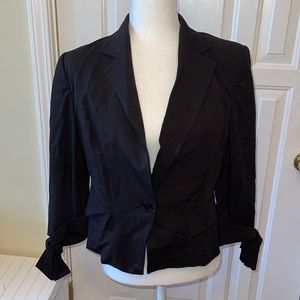 HL by Herve Leger cropped black jacket with elbow length sleeves w/ bow accent 8